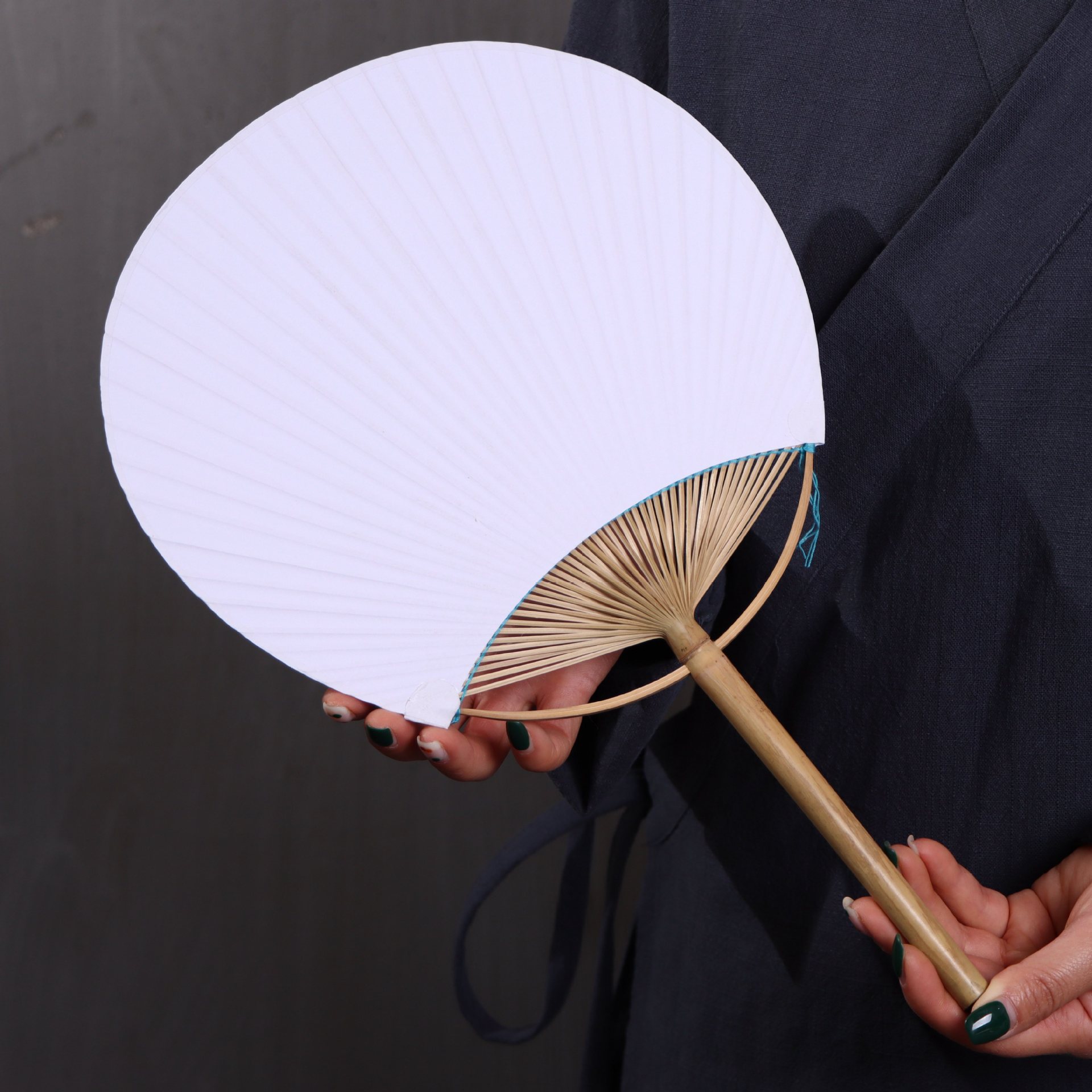 扇子古典日式和风团扇空白宣纸手工竹蒲扇古风汉服圆扇纨扇宫扇