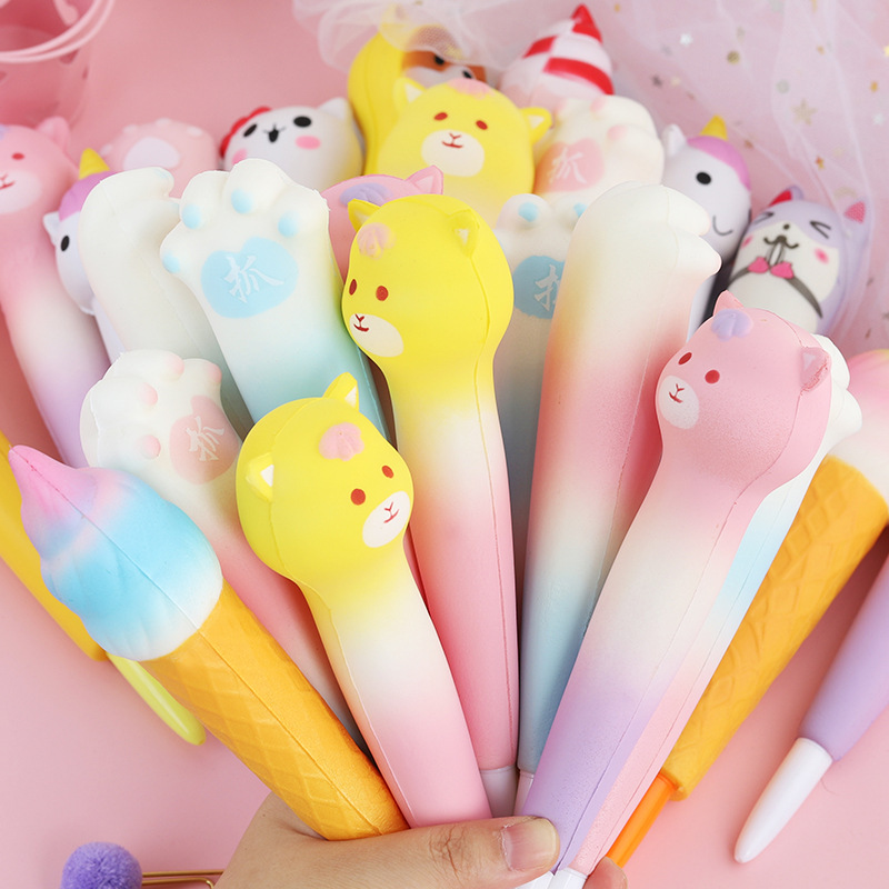 韩国发泄笔减压水笔软绵绵学生用捏捏笔可爱超萌中性笔创意解压笔