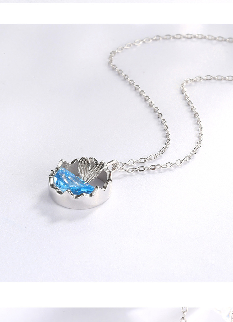 s925纯银鲸鱼尾巴项链女潮简约小众气质锁骨链夏季新品百搭项饰品