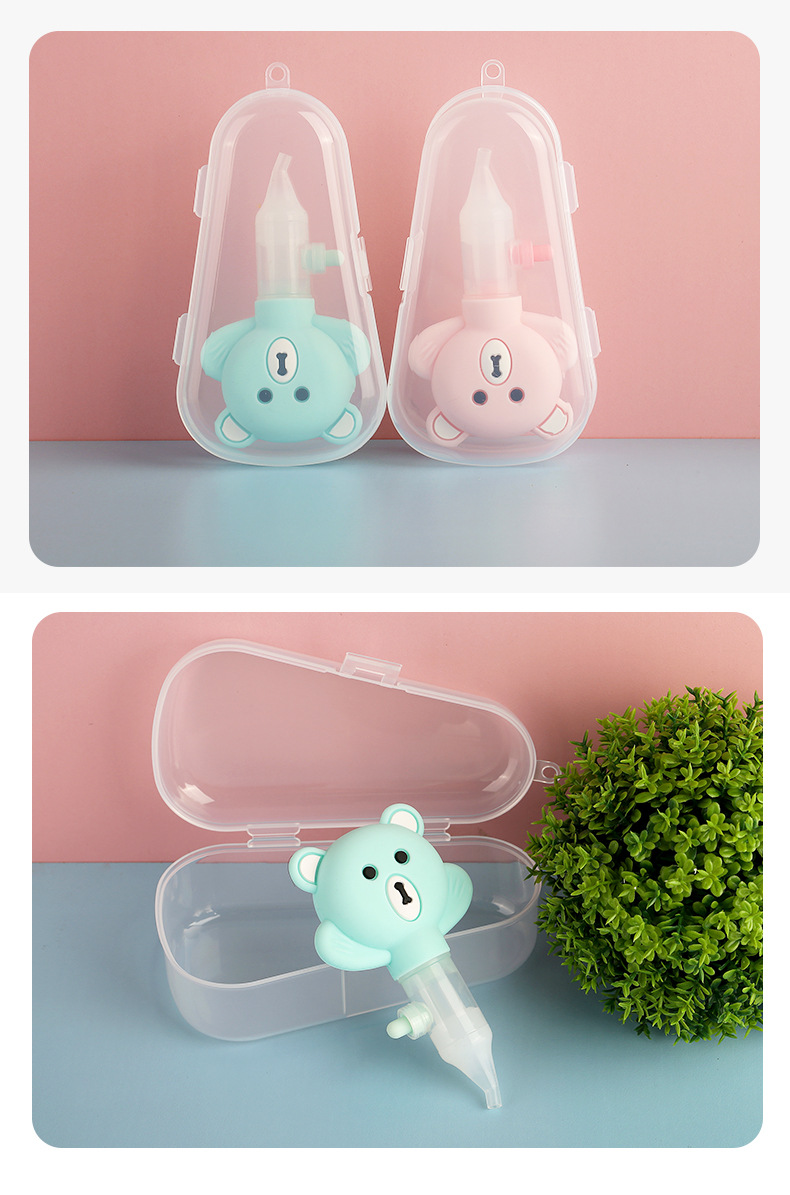 婴儿鼻腔护理吸鼻器 泵式防逆流卡通小熊吸鼻器 新生儿硅胶吸鼻器