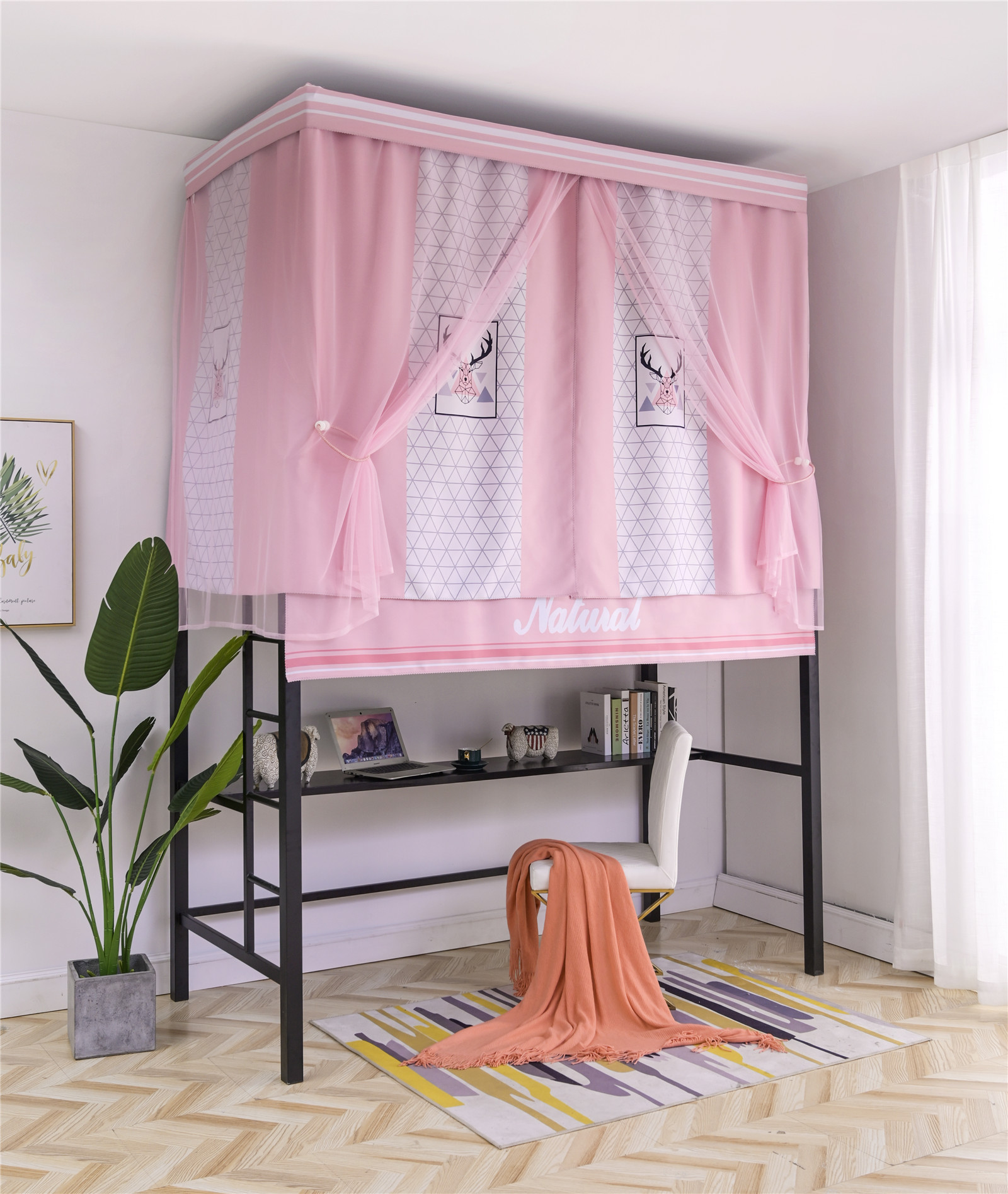 宿舍床帘加厚物理强遮光布大学生寝室上下铺女ins男床幔上铺帘子