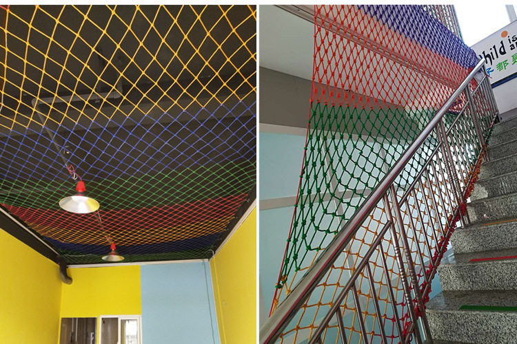 尼龙绳网儿童防护网玩耍阳台楼梯防坠网幼儿园彩色装饰网护栏网