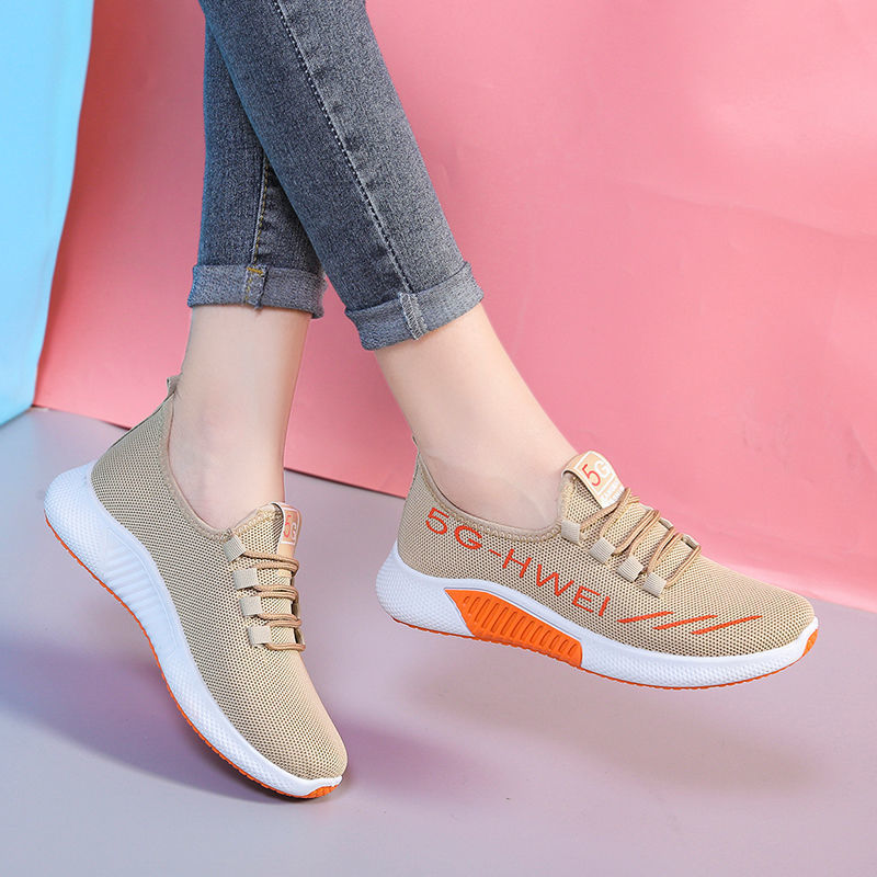 New Spring, Summer and Autumn All-Matching Women's Shoes Flat Soft Sole Shoes Korean Style Fashionable Casual Flying Woven Sports Running Shoes