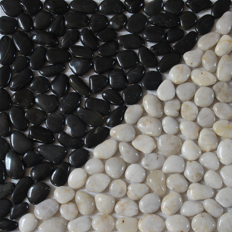 黑色鹅卵石 贴面石头马赛克雨花石铺路家装石子建筑工程专用石头
