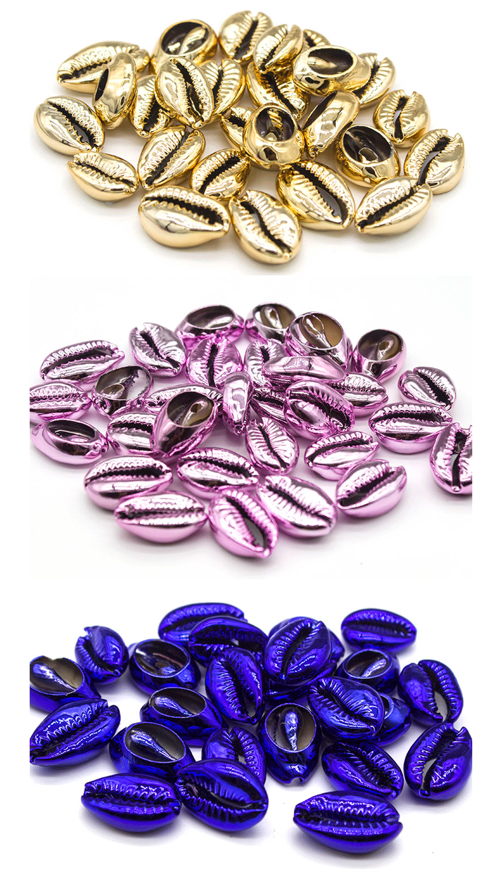 电镀切片天然彩色贝壳金色贝壳银色贝壳diy饰品配件项链手链材料