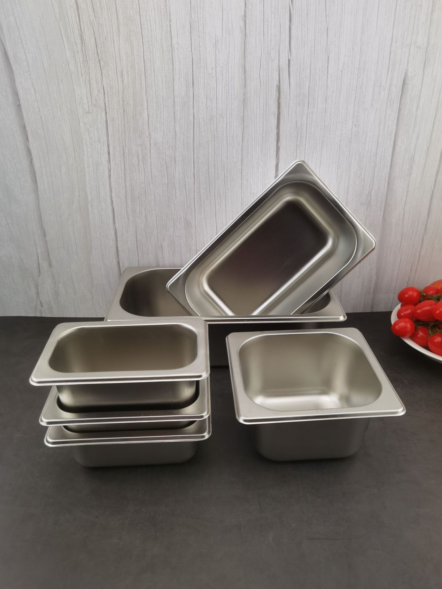 不锈钢份数盆食堂自助餐带盖食物盆不锈钢方盆长方形份数盘