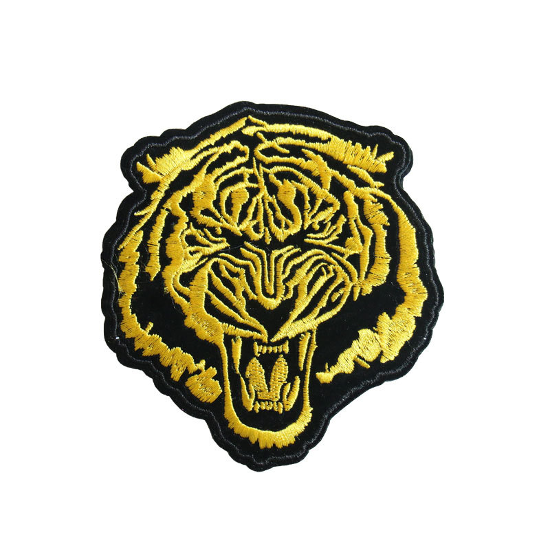 老虎头刺绣布贴绣花章猛兽绣花标虎头衣服装饰贴补丁贴徽章大号