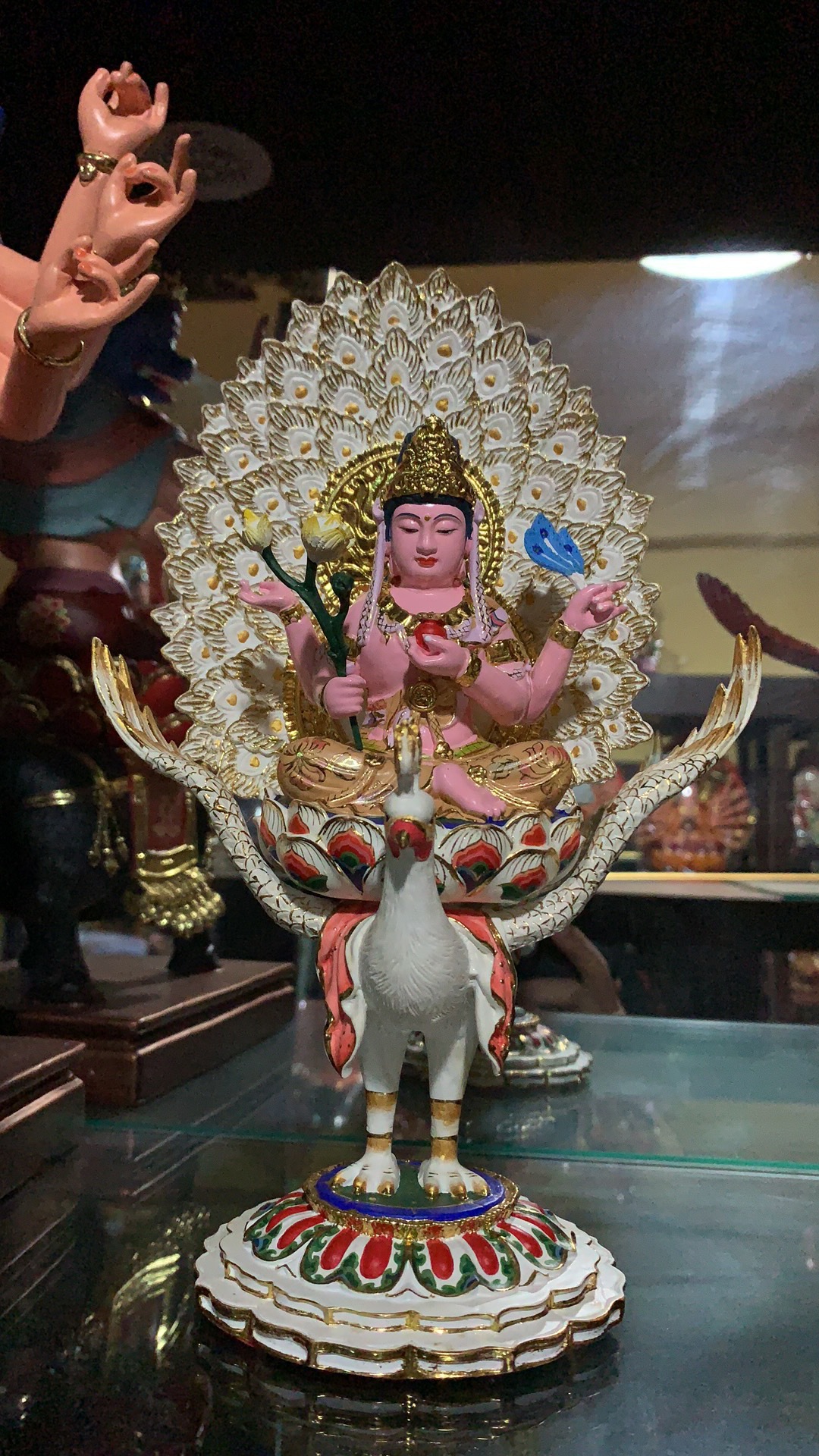 孔雀大明王佛母准提菩萨佛像树脂玻璃钢彩绘善缘佛像厂直销