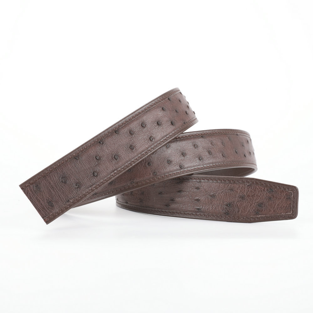 厂家批发 南非鸵鸟皮皮带男士自动扣皮带休闲无扣头皮带条3.