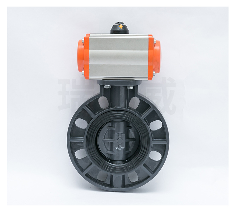 厂家供应气动塑料蝶阀工业级upvc聚氯乙烯塑料软密封气动对夹蝶阀