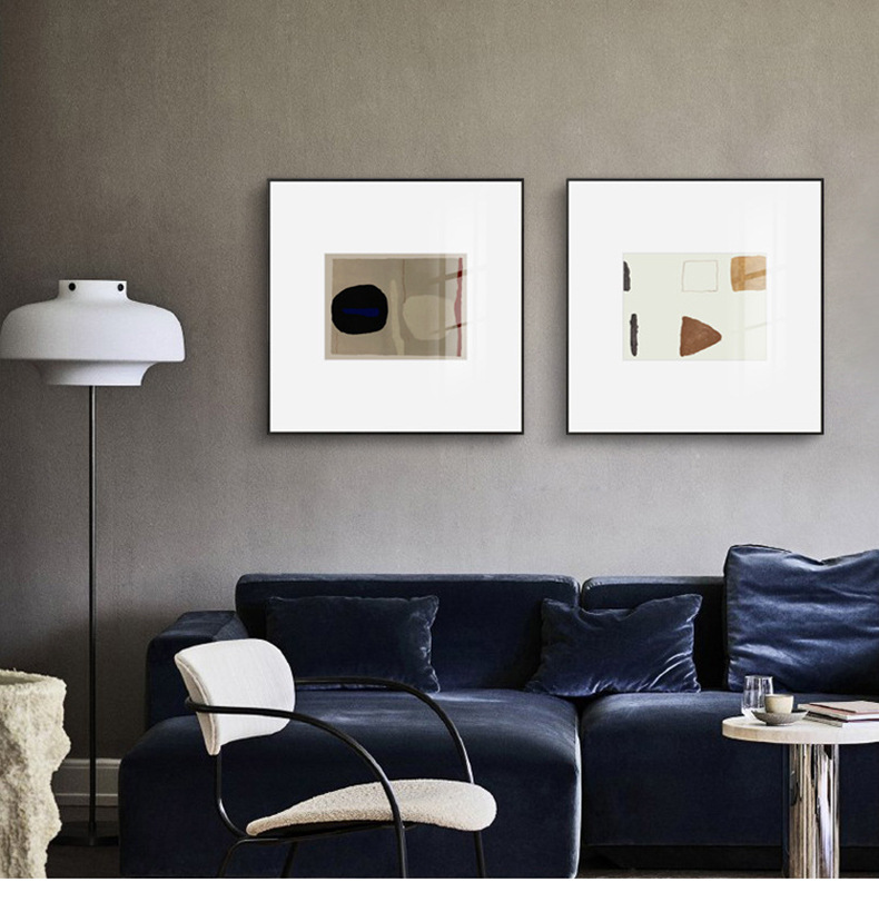 简约现代文艺高级灰抽象装饰画客厅几何背景墙画北欧挂画莫兰迪色