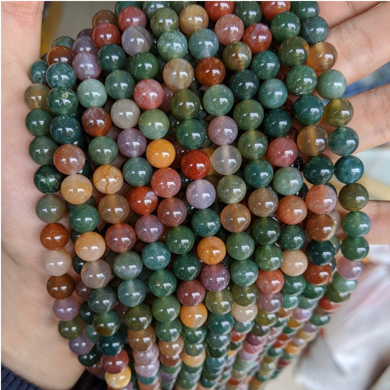 厂家批发 天然七彩玉散珠七彩印度玛瑙 fancy jasper饰品跨境外贸