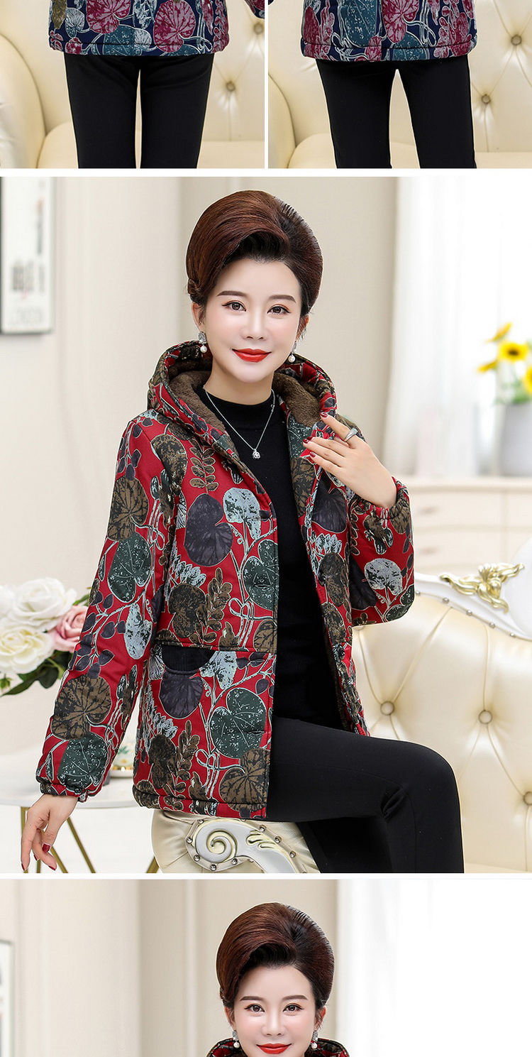 妈妈装冬装棉衣 中老年女装秋冬季棉服 中年大妈棉袄外套加厚加绒