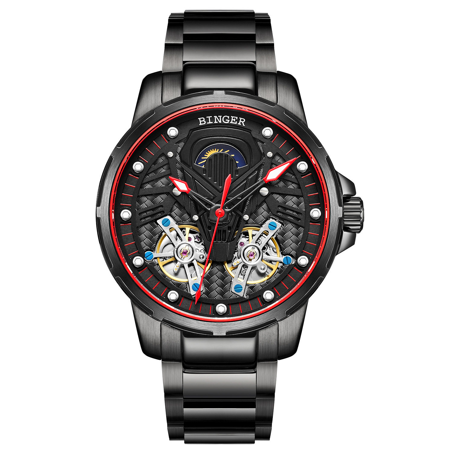 2020新款宾格binger男士全自动机械手表防水夜光运动男腕表10016