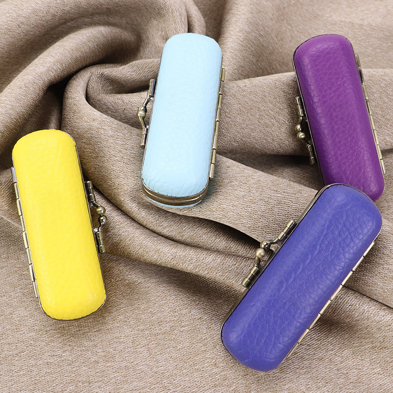 皮质口金口红盒 随身化妆口金带镜子唇膏盒 唇膏口红首饰盒可定制