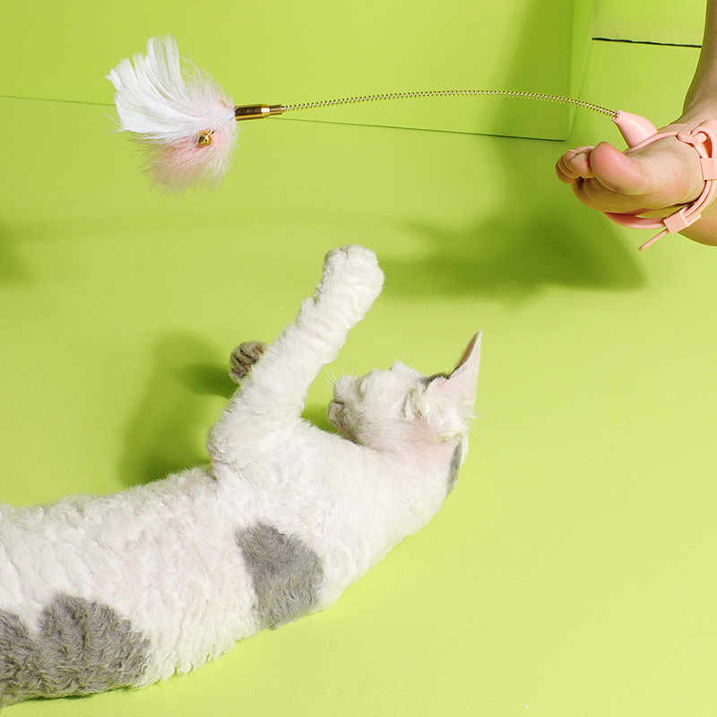 猫咪逗猫棒 铃铛耐抓耐咬弹簧硅胶逗猫互动解闷宠物猫咪玩具批发