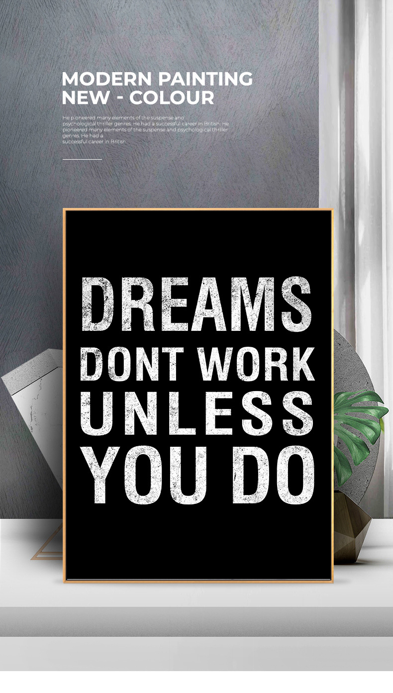 欧美定制黑白励志名言警句英文装饰画芯现代简约餐边墙面挂画批发