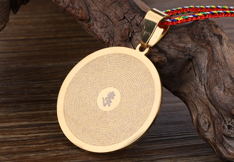 藏式梵文楞严咒吊坠佛牌挂坠牌子圆形佛经项链经文男女饰品保平安