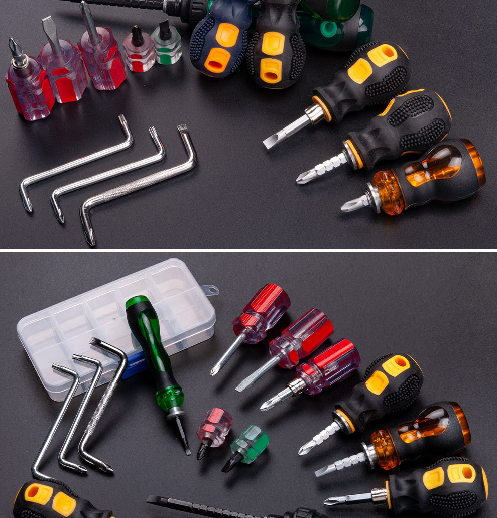 可伸缩改锥螺丝刀 萝卜头螺丝批超短十字一字螺丝刀z型螺丝刀短柄