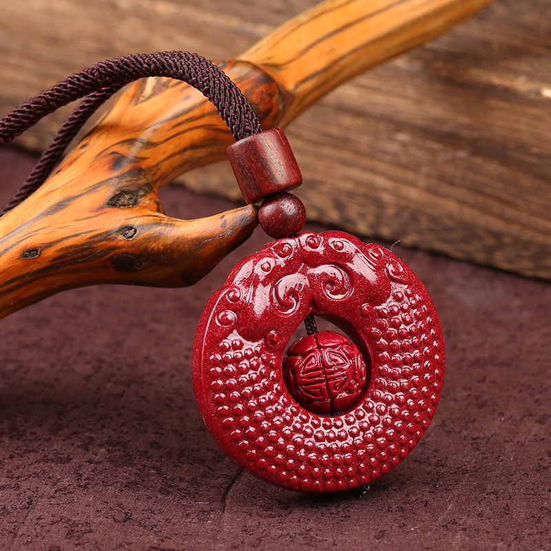 朱砂吊坠男士随身挂件双龙护主紫金砂招财纳福护身符项链女饰品