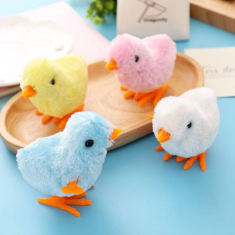 Wind-up Spring Chick Simulation Plush Toy Net Red Jumping Chick TikTok Same Children's Nostalgia Toy