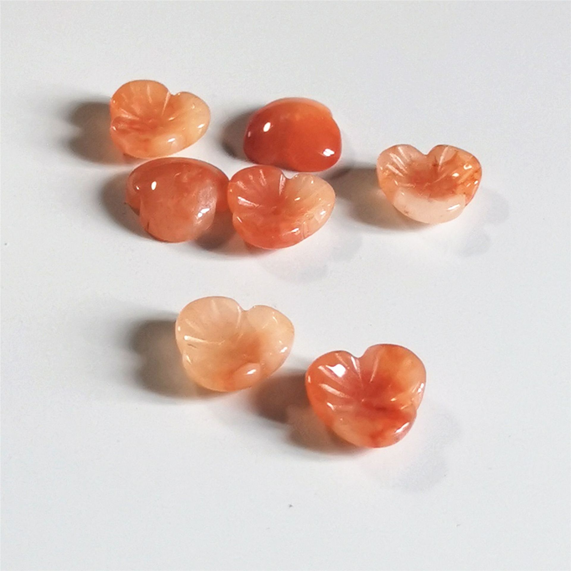 红丝玉花托碗花手工雕刻三角形花瓣芙蓉石雕刻发簪配件10mm