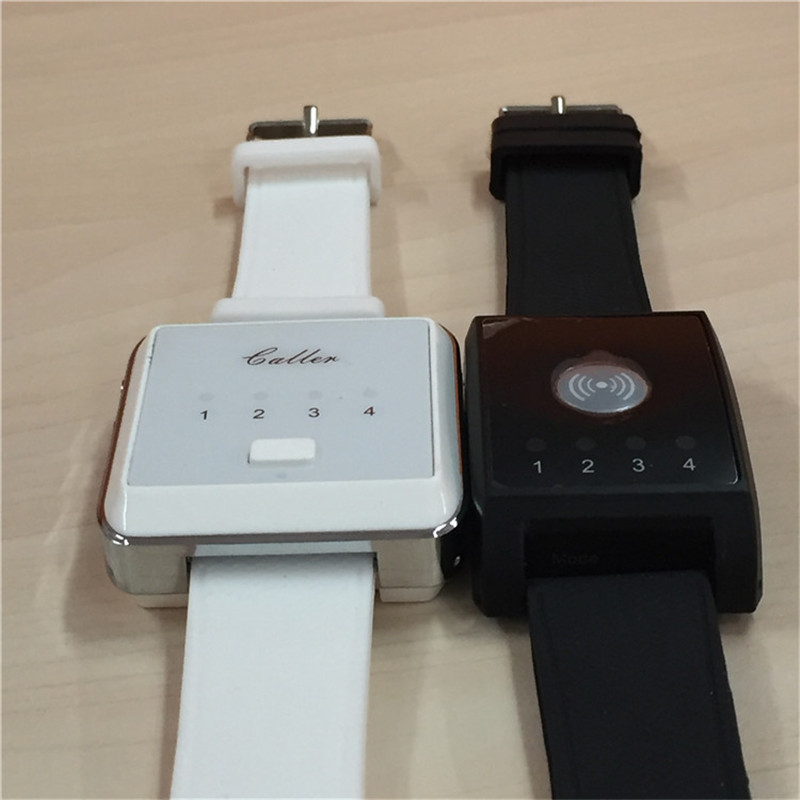 黑白色手表式人工报警器足浴休闲会所蜂鸣器震动提醒器腕表振动器