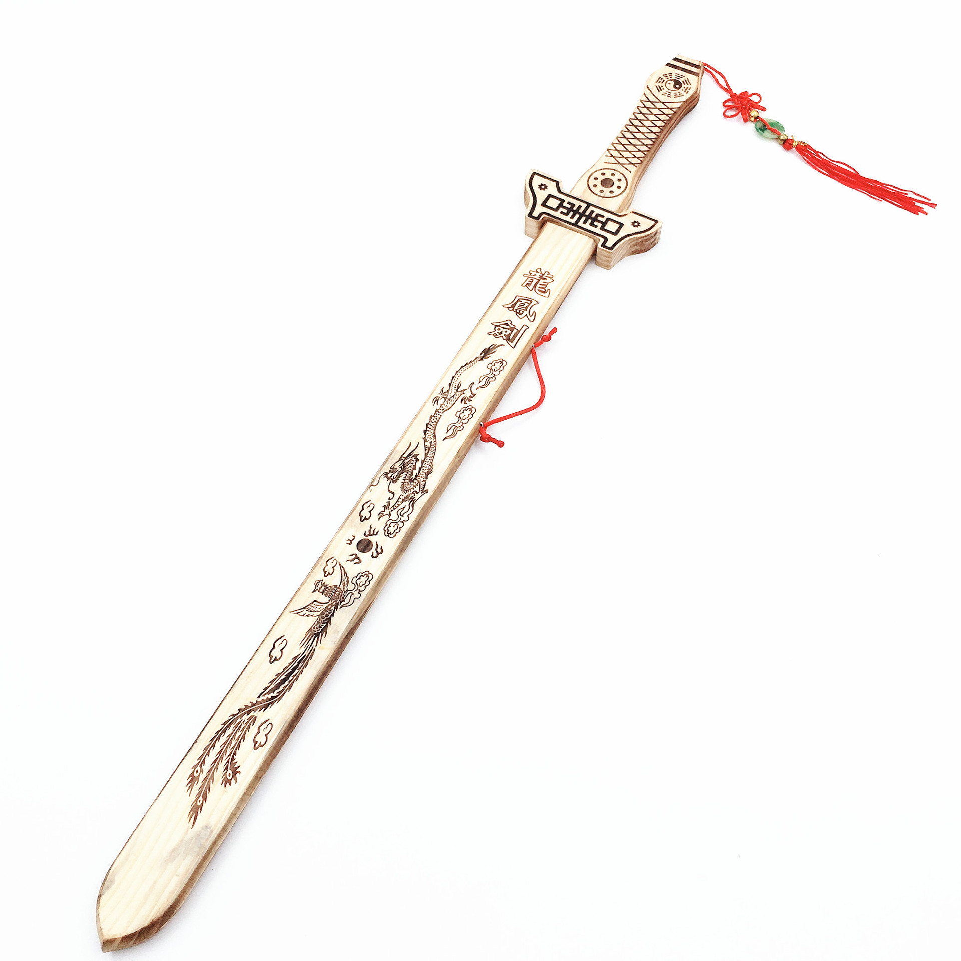 新款木质龙凤宝剑青龙宝剑木壳竹剑带玉木剑竹制刀剑木质青龙剑