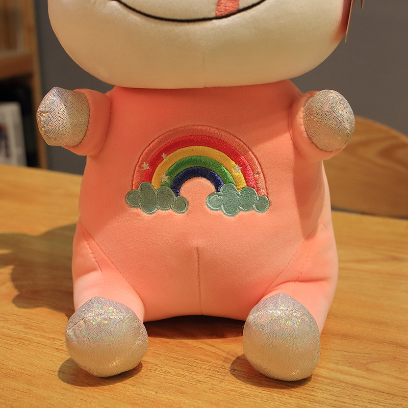 可爱彩虹牛公仔生肖牛玩偶抱枕牛年装饰毛绒玩具抓机娃娃礼品批发