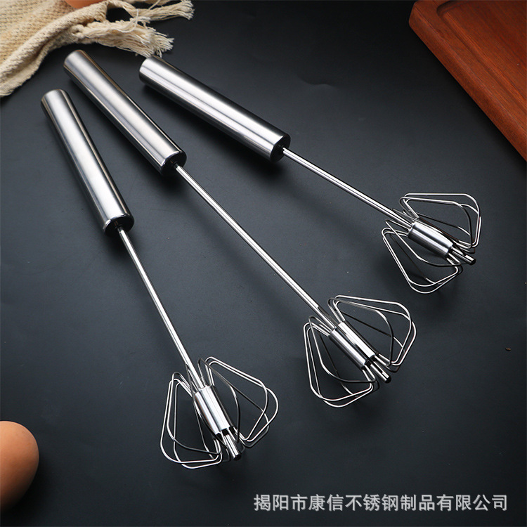 304 encryption stainless steel eggbeater kitchen hand-held semi-automatic blender hand push style rotating egg-breaking machine