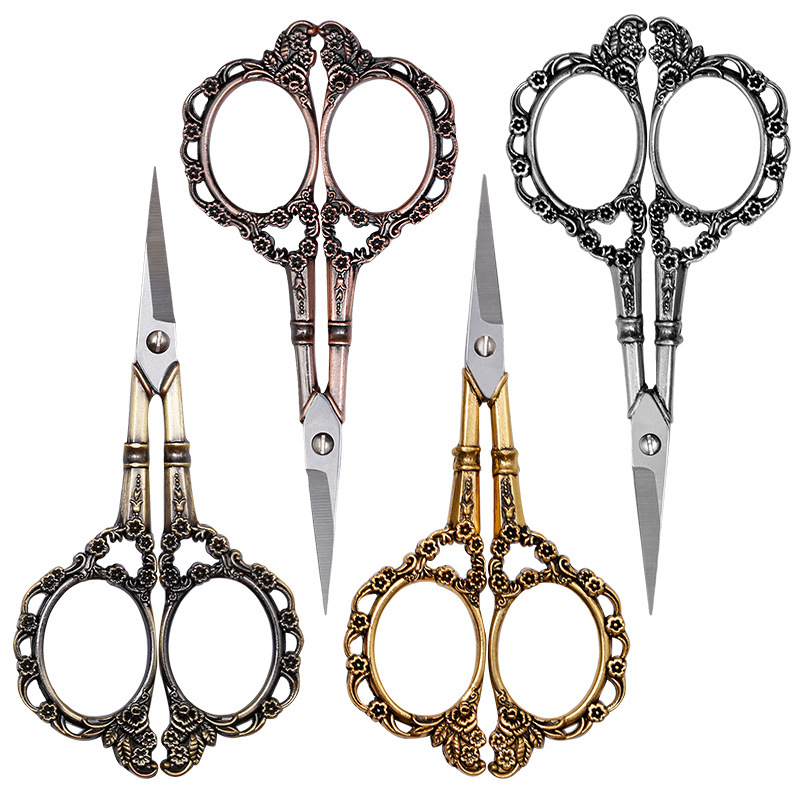 European-Style Stainless Steel Classical Plum Blossom Scissors DIY Cross Stitch Handmade Retro Small Scissors Applique Scissors Clay Scissors