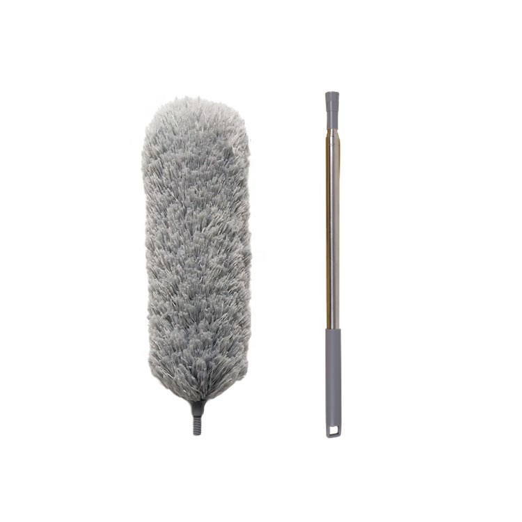 Cross-Border Hot Selling Microfiber 2.5 M Super Long Retractable Dust Remove Brush Dust Brush Cleaning Set Gray Feather Duster