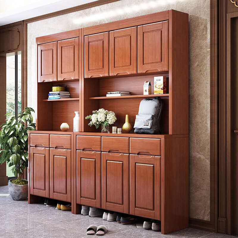 中式实木鞋柜家用门口玄关柜多功能进门鞋柜一体靠墙大容量储物柜