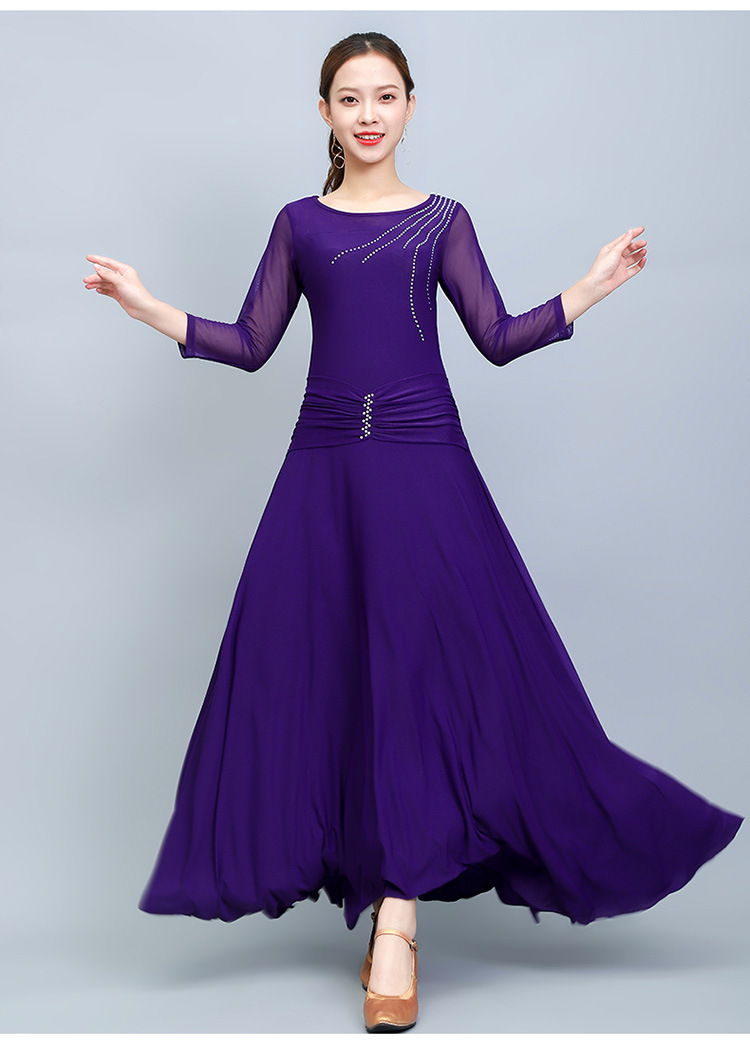 交谊舞连衣裙高档摩登舞裙新款探戈舞大摆裙交际舞蹈裙华尔兹裙子