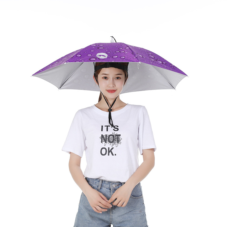 伞帽头戴式遮阳雨伞钓鱼帽伞防晒防雨头顶户外垂钓斗笠伞批发77cm