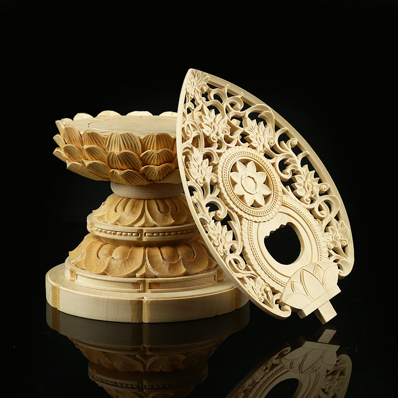 侩木木雕圆角莲花座须弥座佛堂佛具佛像底座奇花异石工艺品摆件