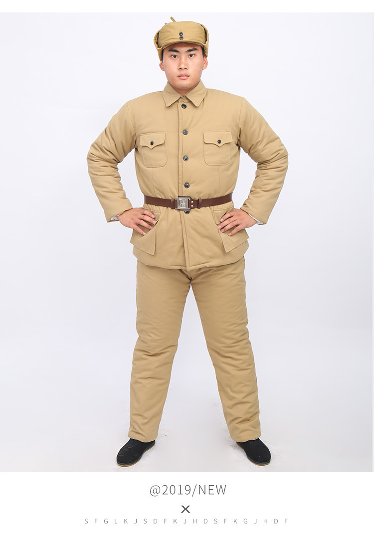 新款加厚棉军装大衣影视服装棉服套装红军成人八路军演出服表演服