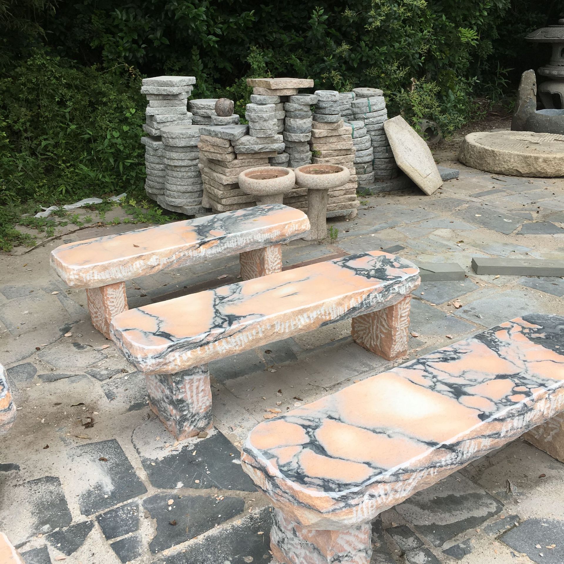 石材石雕厂家大理石雕刻花园石凳公园长椅户外装饰摆件石料可定制