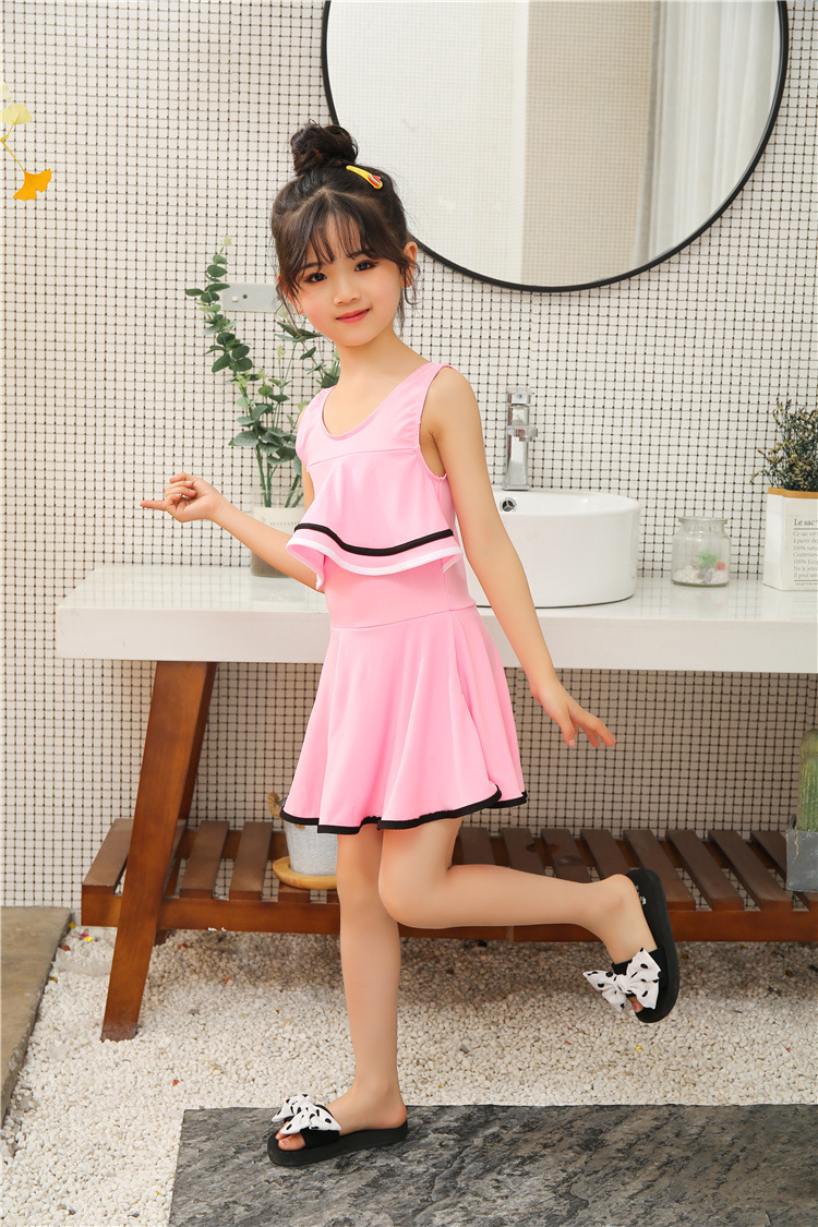 5-8岁韩国儿童泳衣女女童公主可爱温泉小童女孩连体裙式女童泳衣