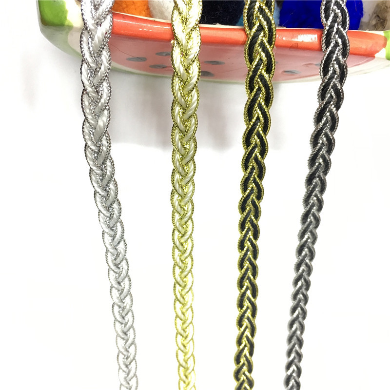 7cm金银丝编织带 人字纹辫子绳舞台装服装辅料花边特供