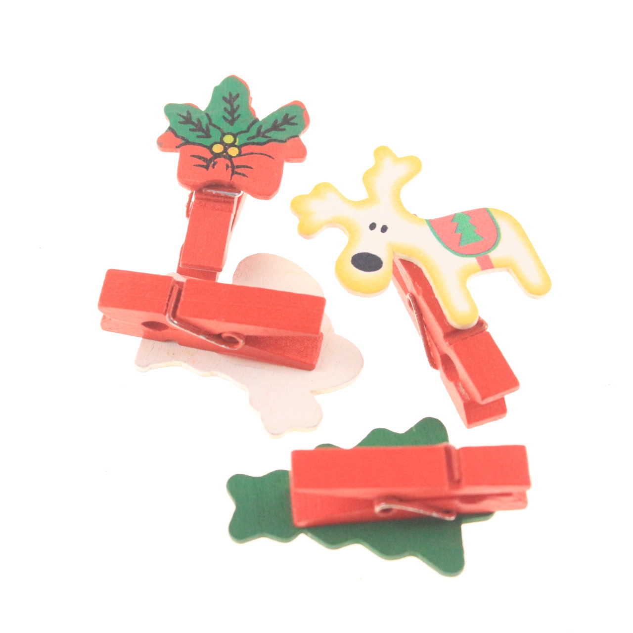 圣诞节装饰木夹子 创意卡通圣诞树 小熊 雪人夹多款造型留言夹