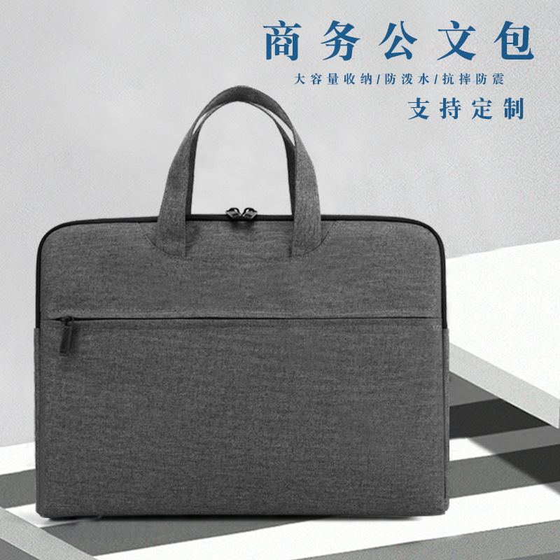 Business Briefcase Female Men's Enterprise File Bag Printed Canvas File Bag Hand-Carrying Oxford Cloth Briefbag Generation