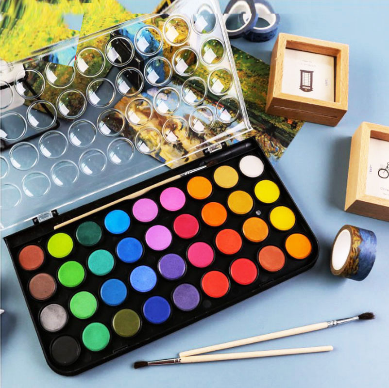 品牌光固体水彩颜料mg水粉颜料套装学生美术用画画工具初学者