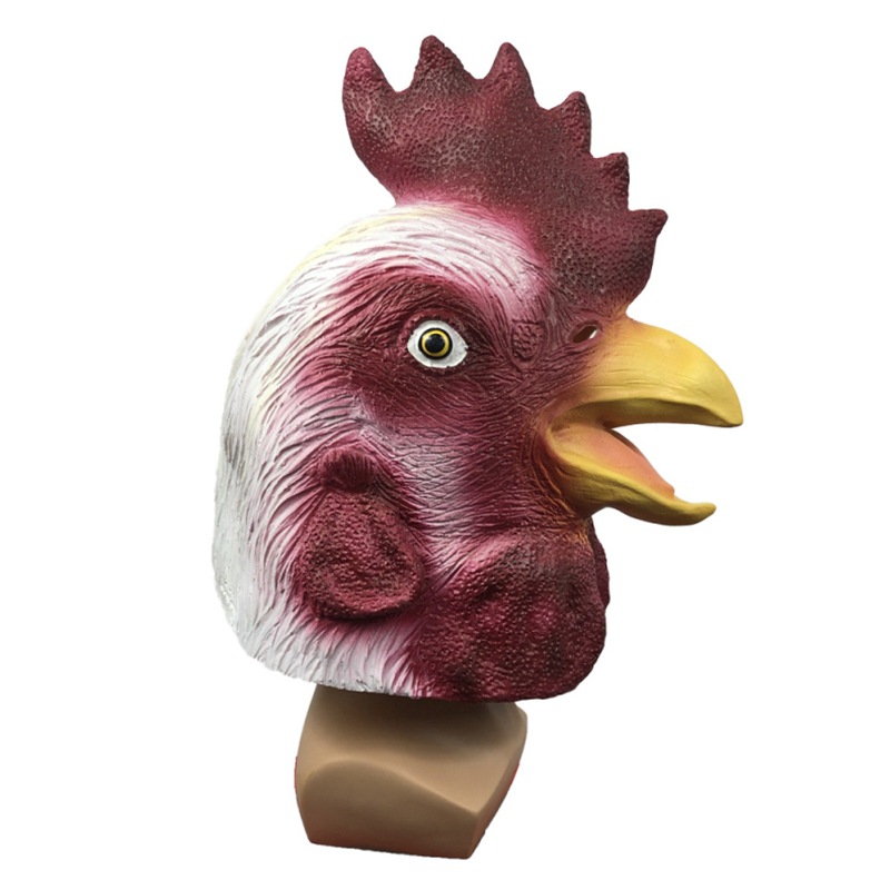 搞笑公鸡头套动物面具化妆舞会可爱乳胶头饰万圣节日派对舞蹈道具
