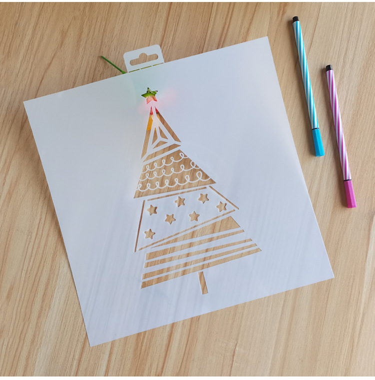 批发塑料儿童画画模板diy相册绘图模板镂空pet圣诞节模板