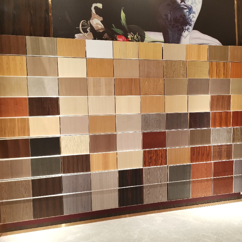 灰色染色雀眼木皮饰面板 室内家具衣柜木饰板 全屋定制装饰板材