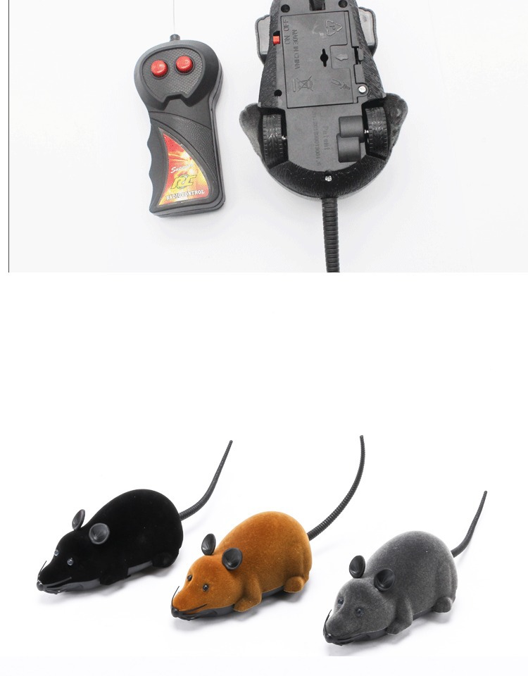 跨境热卖猫玩具遥控电动老鼠大号植绒仿真玩具鼠可换电池逗猫玩具