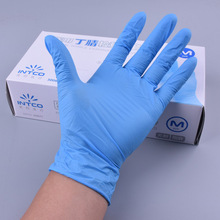 批发供应英科医疗pvc丁腈检查手套加厚蓝色实验室一次性手套