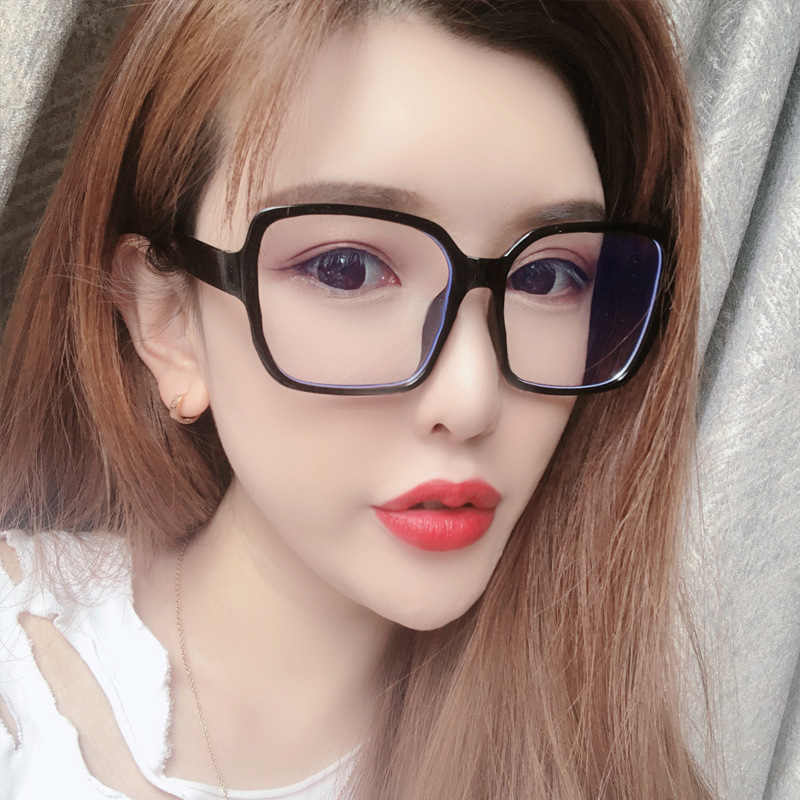 抗辐射防蓝光护目眼镜网红近视女黑框眼睛男潮抖音无度数平光镜架