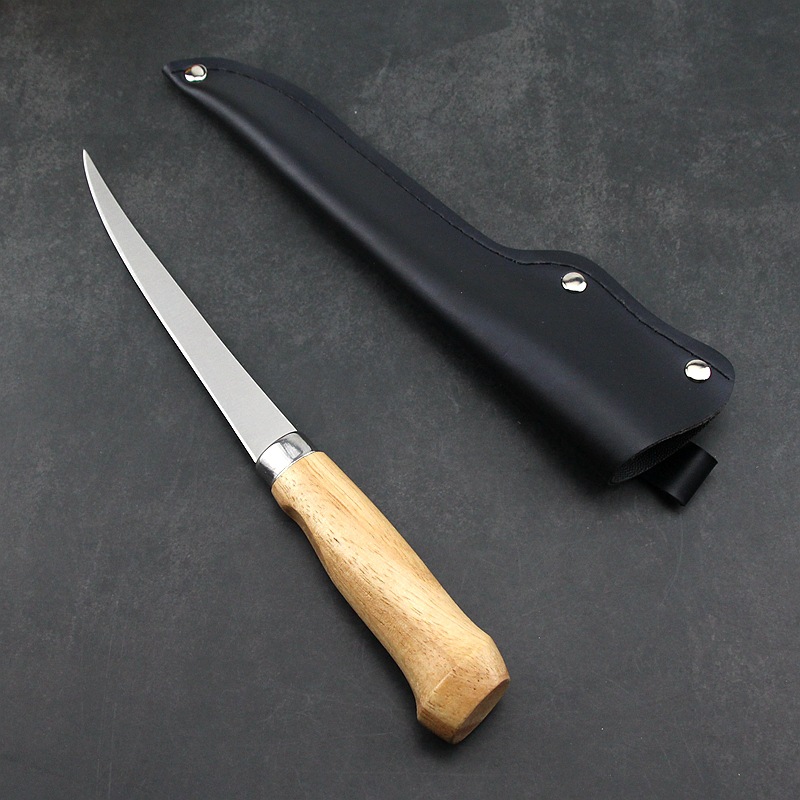 切生鱼片专用刀木柄鱼刀片鱼刀刀鞘剔骨刀杀鱼刀剖鱼刀